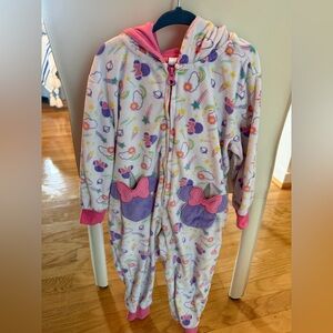 ☺️ Disney Store Girls 3 Pajamas Minnie Mouse Unicorn Fleece One Piece Jumpsuit